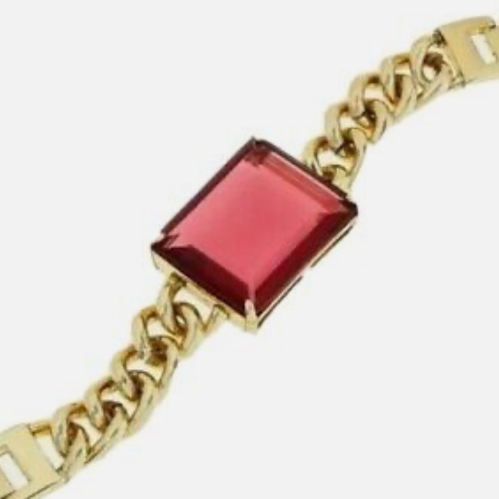 Elegant HEIDI DAUS HOT ROCKS  Gold Bracelet Large Red Crystal Runway Fashion
